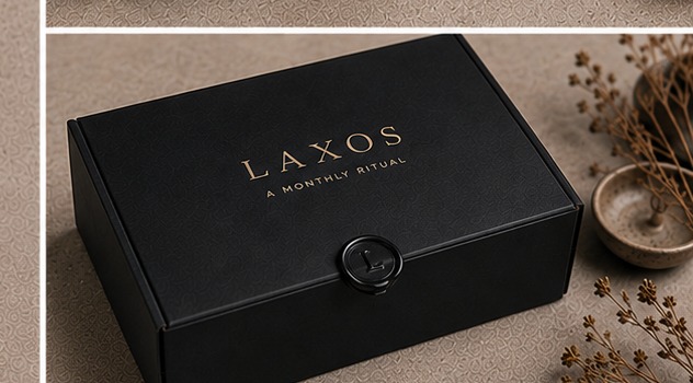 Angled matte black LAXOS box