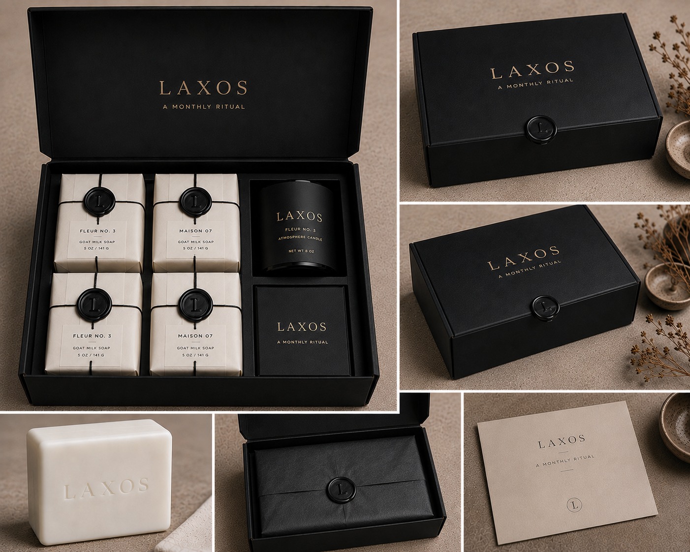 LAXOS product photography collage